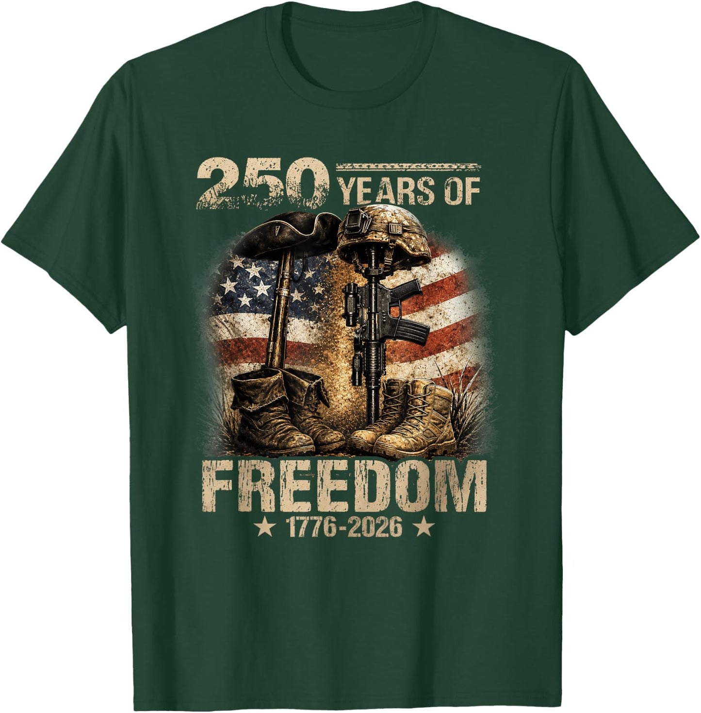 250 Years American 1776 2026 Christian Patriotic 4th of July T-Shirt - T-Shirt | Forest