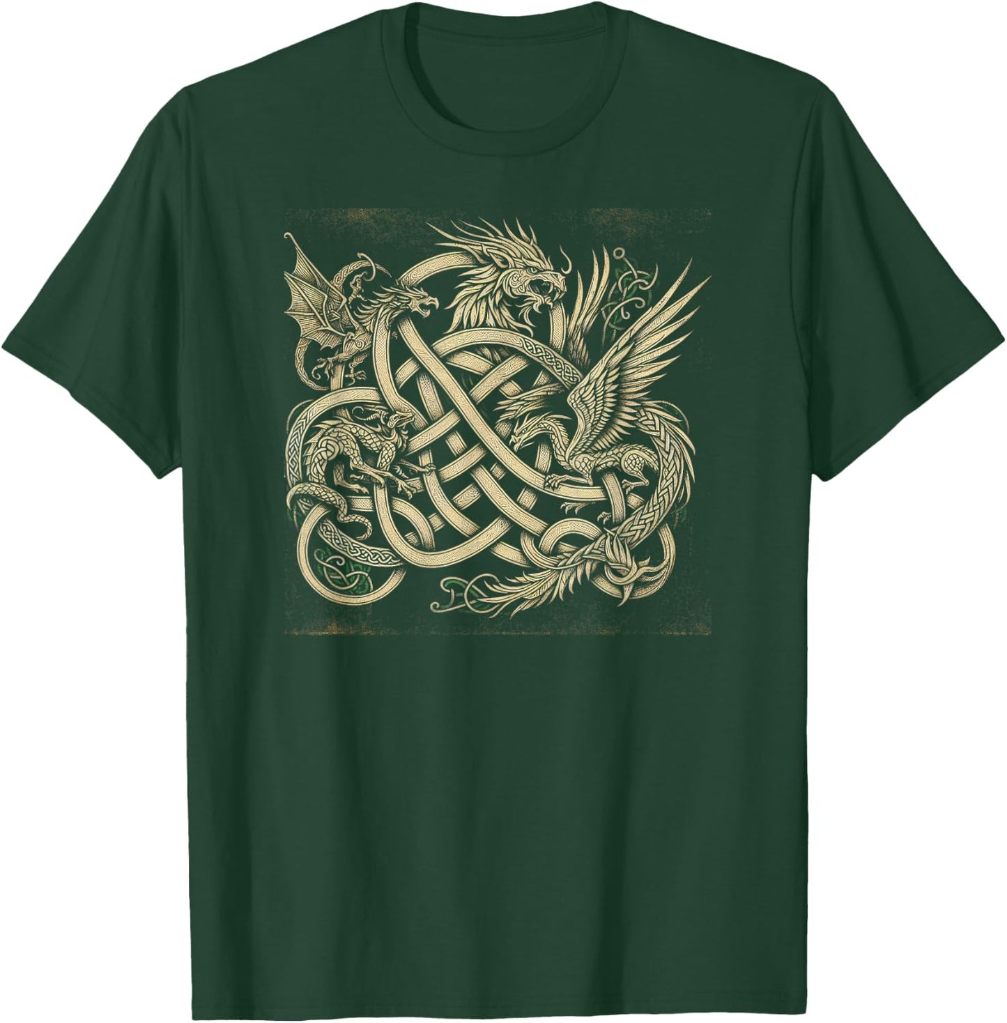 Intricate Celtic Knot with Dragon and Phoenix T-Shirt - T-Shirt | Forest