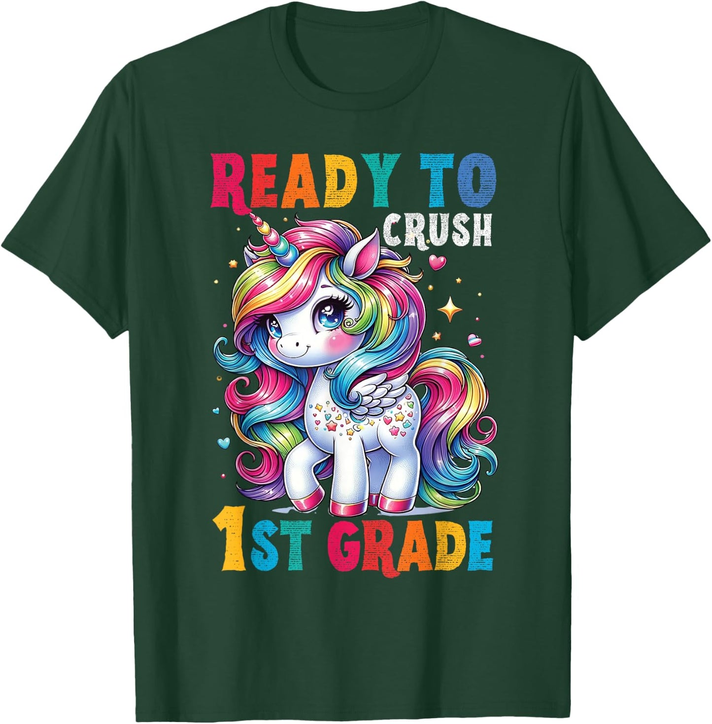 Student Unicorn Ready back to School crush 1st grade Girls T-Shirt - T-Shirt | Forest