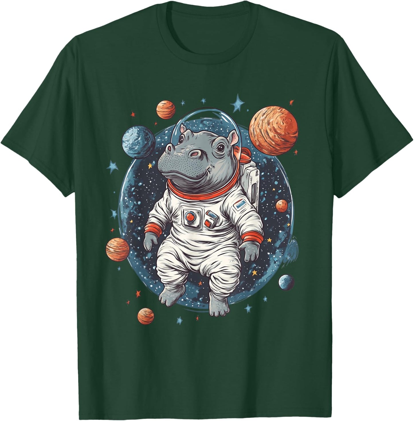 Funny Hippo In Space Planets Hippopotamus T-Shirt - T-Shirt | Forest