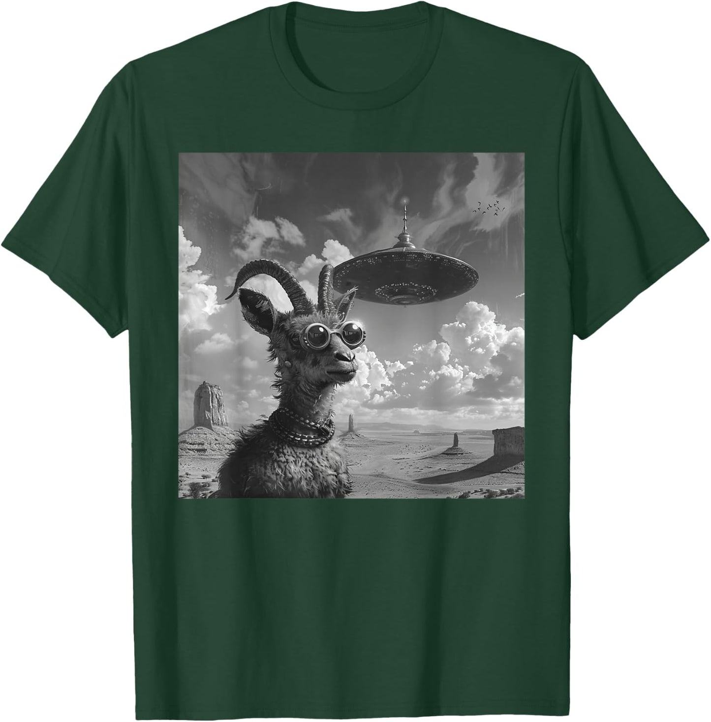 Ziegenbock mit UFO, Alien, lustiges Ziegenbock T-Shirt - T-Shirt | Forest