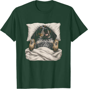 Sleeping Funny Bluetick Coonhound Artwork Design T-Shirt - T-Shirt | Forest