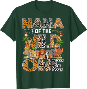 Nana Of The Wild One Safari Zoo Animal 1St Birthday T-Shirt - T-Shirt | Forest