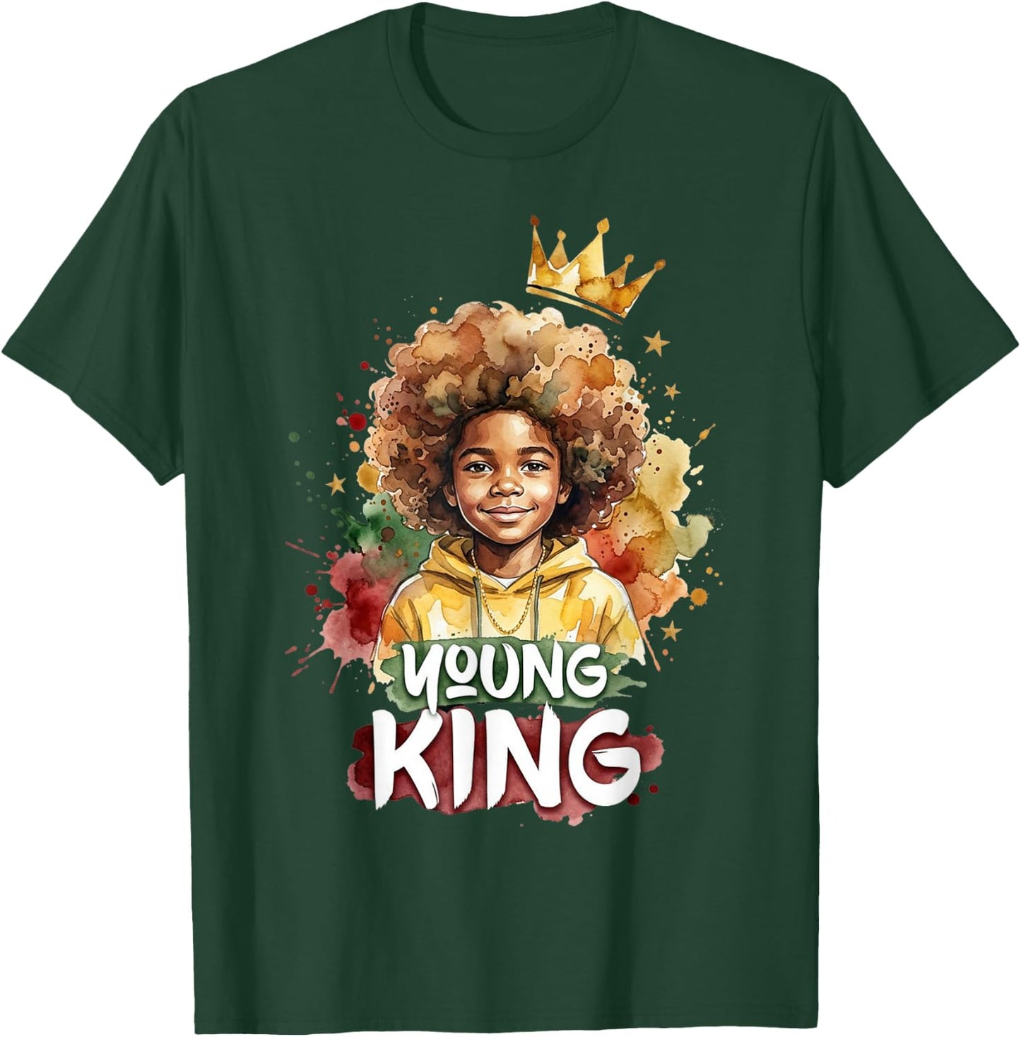 Black Young King Black History Month Juneteenth Kids Boys T-Shirt - T-Shirt | Forest