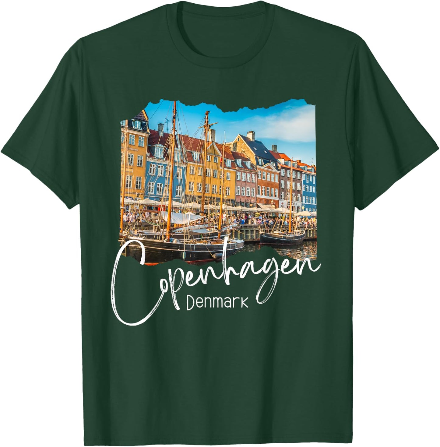 Copenhagen Souvenir Store - Kopenhagen Dänemark / Kopenhagen Schwarz Erwachsene Small Kurzarm T-Shirt - T-Shirt | Forest