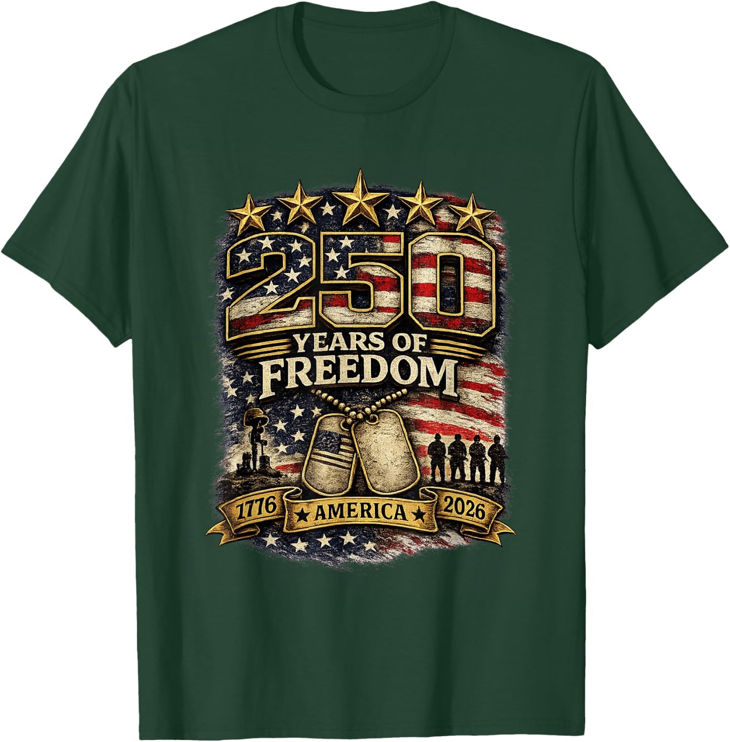 250 America Liberty July 4 T-Shirt - T-Shirt | Forest