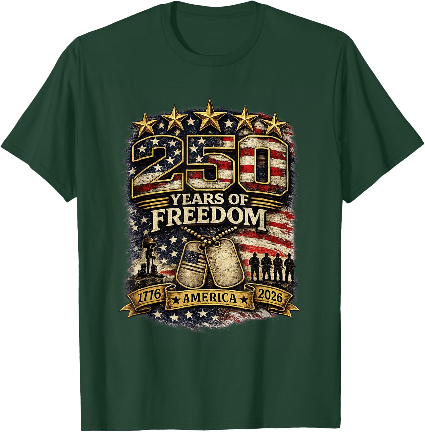 250 America Liberty July 4 T-Shirt - T-Shirt | Forest