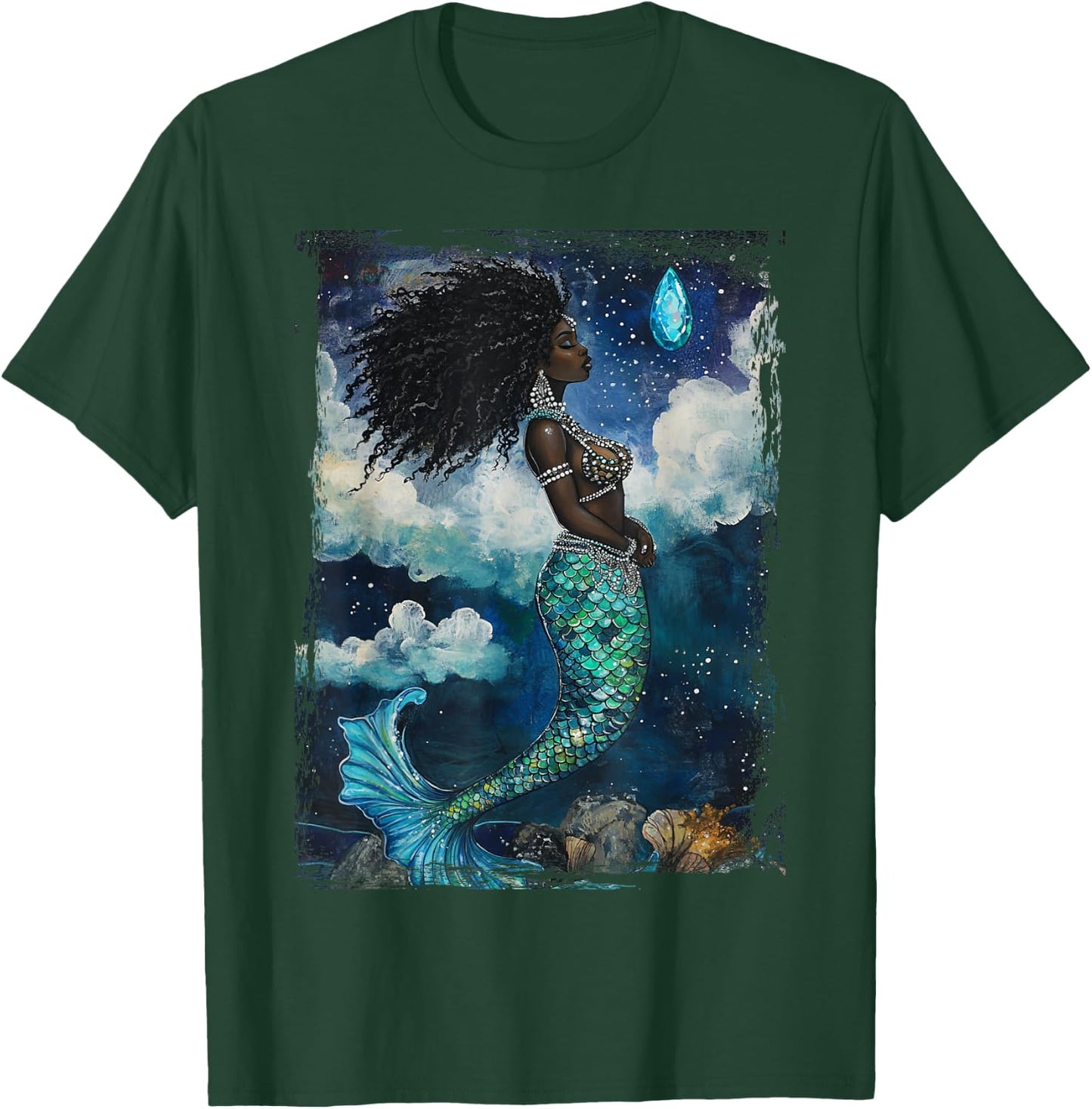 The Goddess Yemaya Wicca African Witch Temperance Mermaid T-Shirt - T-Shirt | Forest