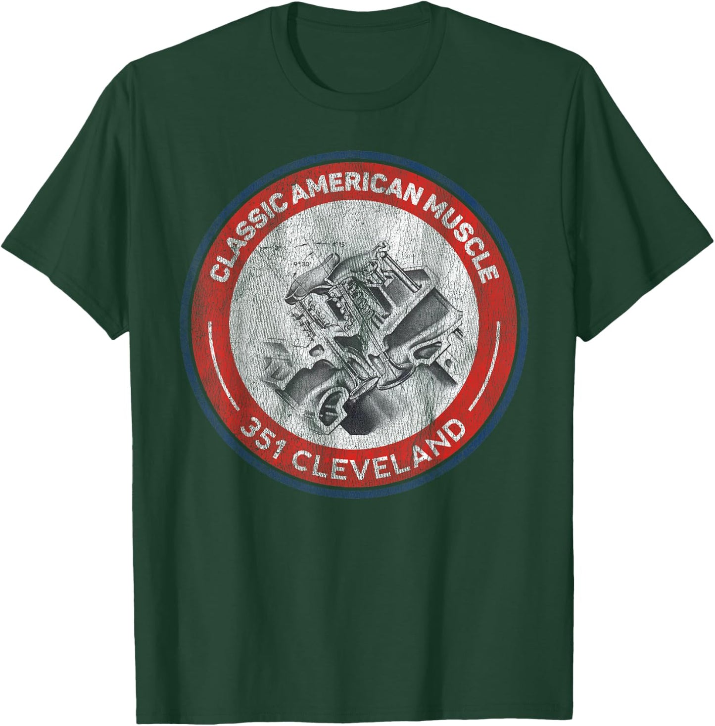 351 Cleveland Canted Valve Musclecar Retro Logo T-Shirt - T-Shirt | Forest