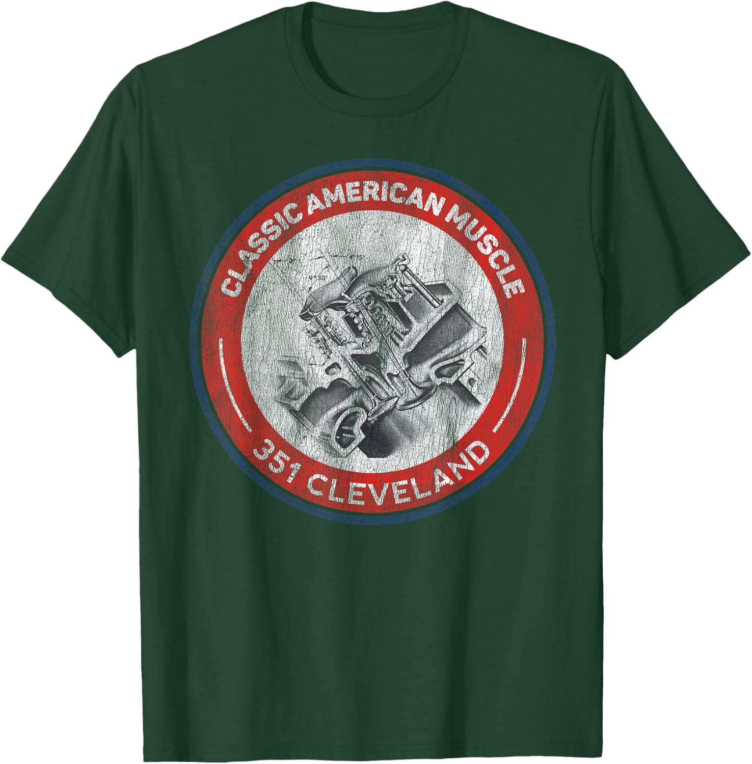 351 Cleveland Canted Valve Musclecar Retro Logo T-Shirt - T-Shirt | Forest