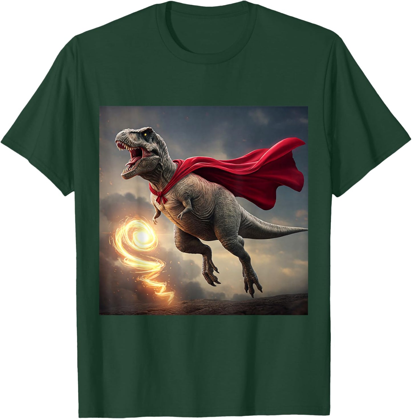 Superhero Dino: Dinosaur with Cape T-Shirt - T-Shirt | Forest