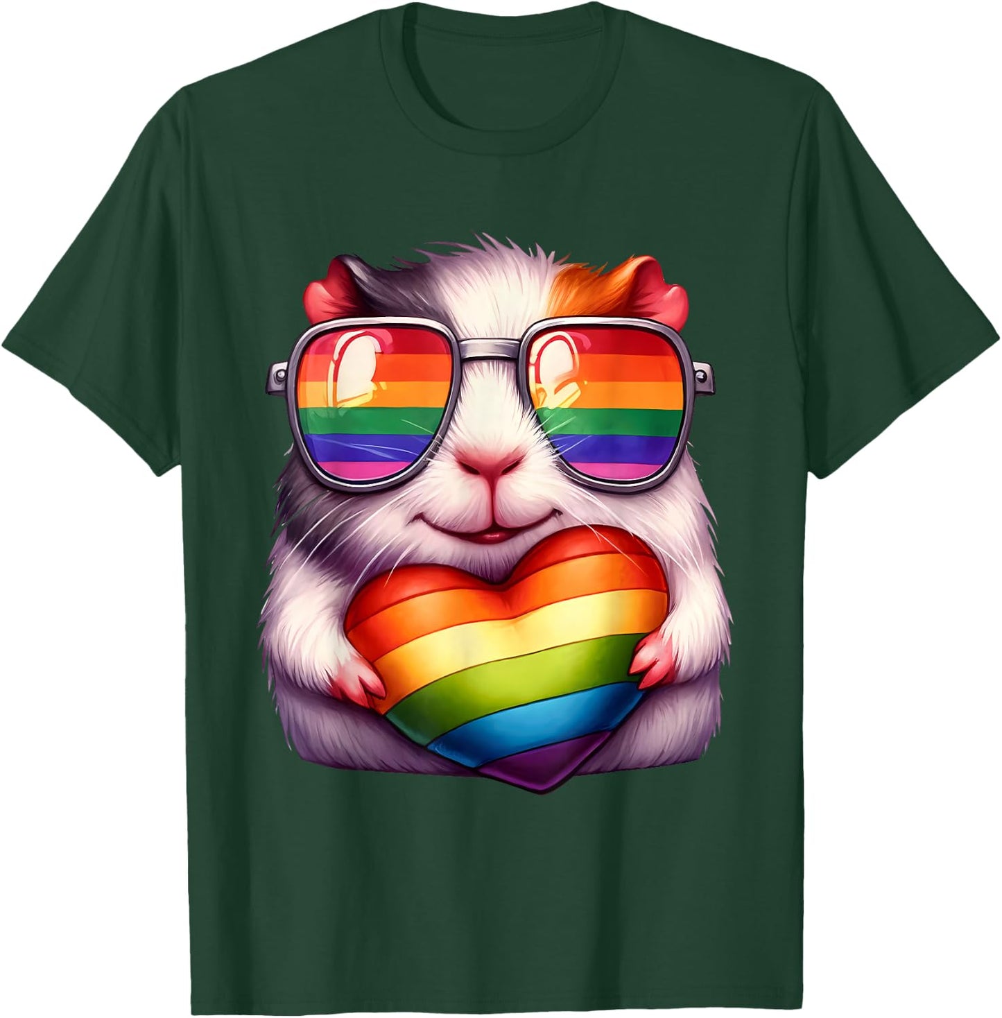 Gay Pride Guinea Pig Heart Rainbow LGBT Women Girls Kids T-Shirt - T-Shirt | Forest