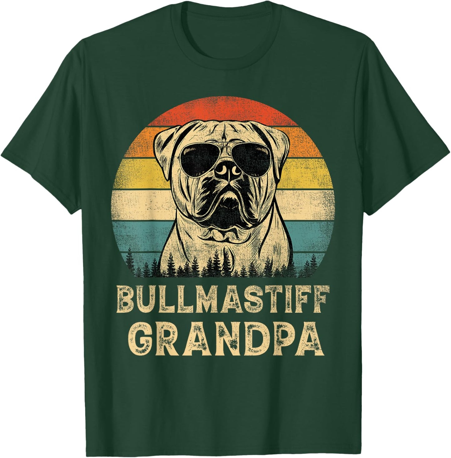 Vintage Bullmastiff Grandpa Dog Lovers Father's Day Men Women T-Shirt - T-Shirt | Forest