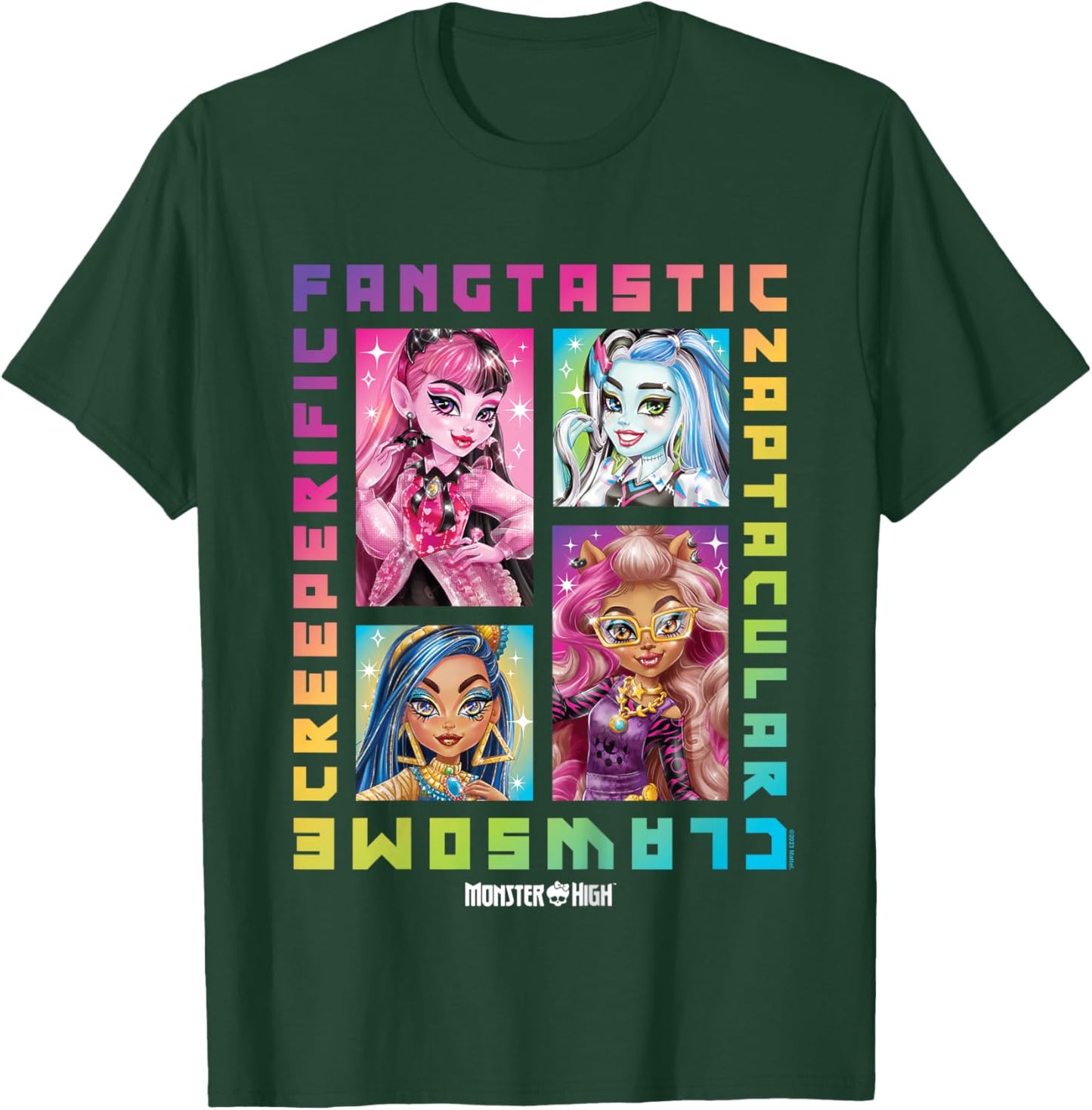 Children's Monster High Student Rainbow Grid , black T-Shirt - T-Shirt | Forest