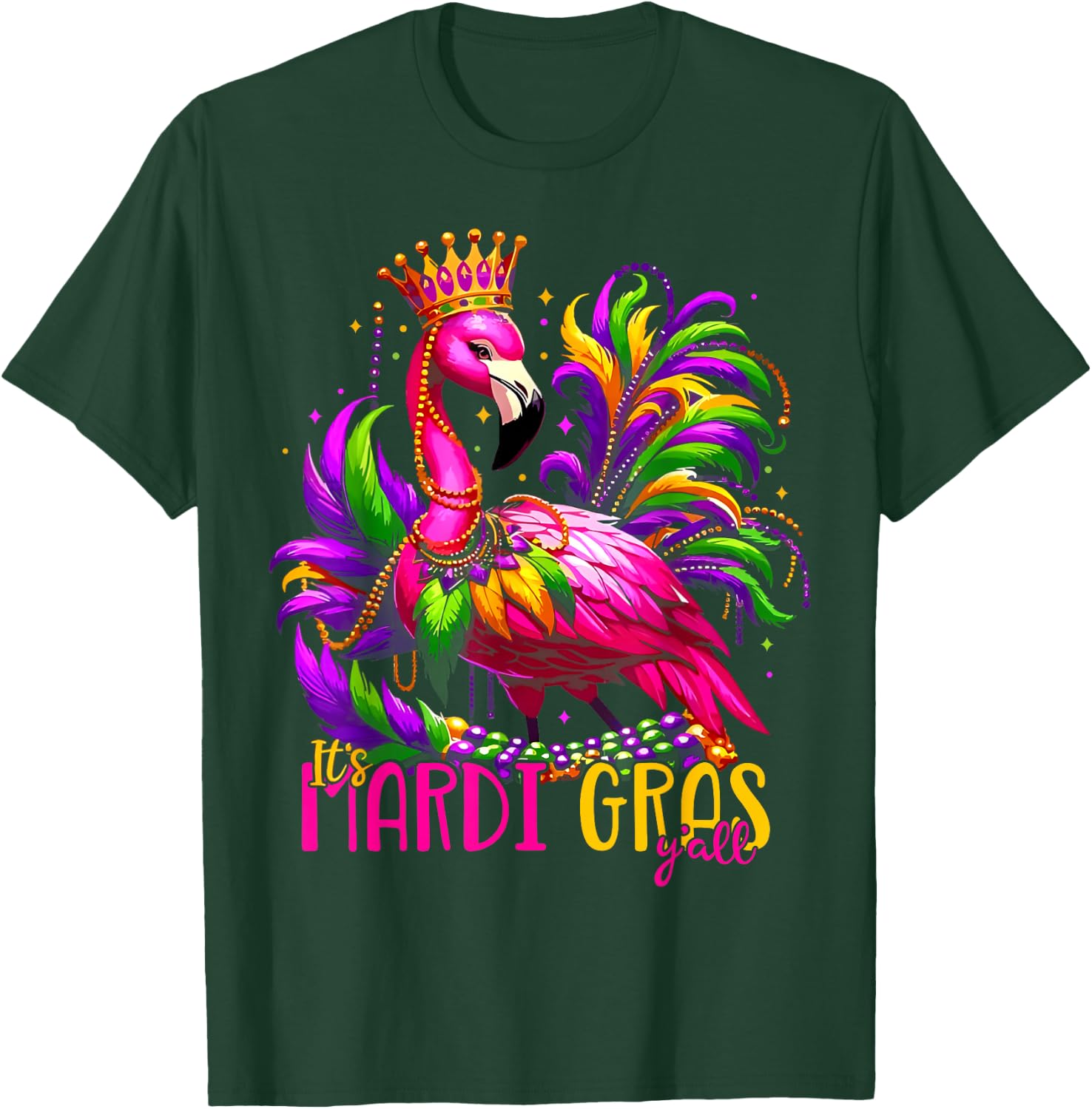 Funny Carnival Party Gift Flamingo Mardi Gras T-Shirt - T-Shirt | Forest