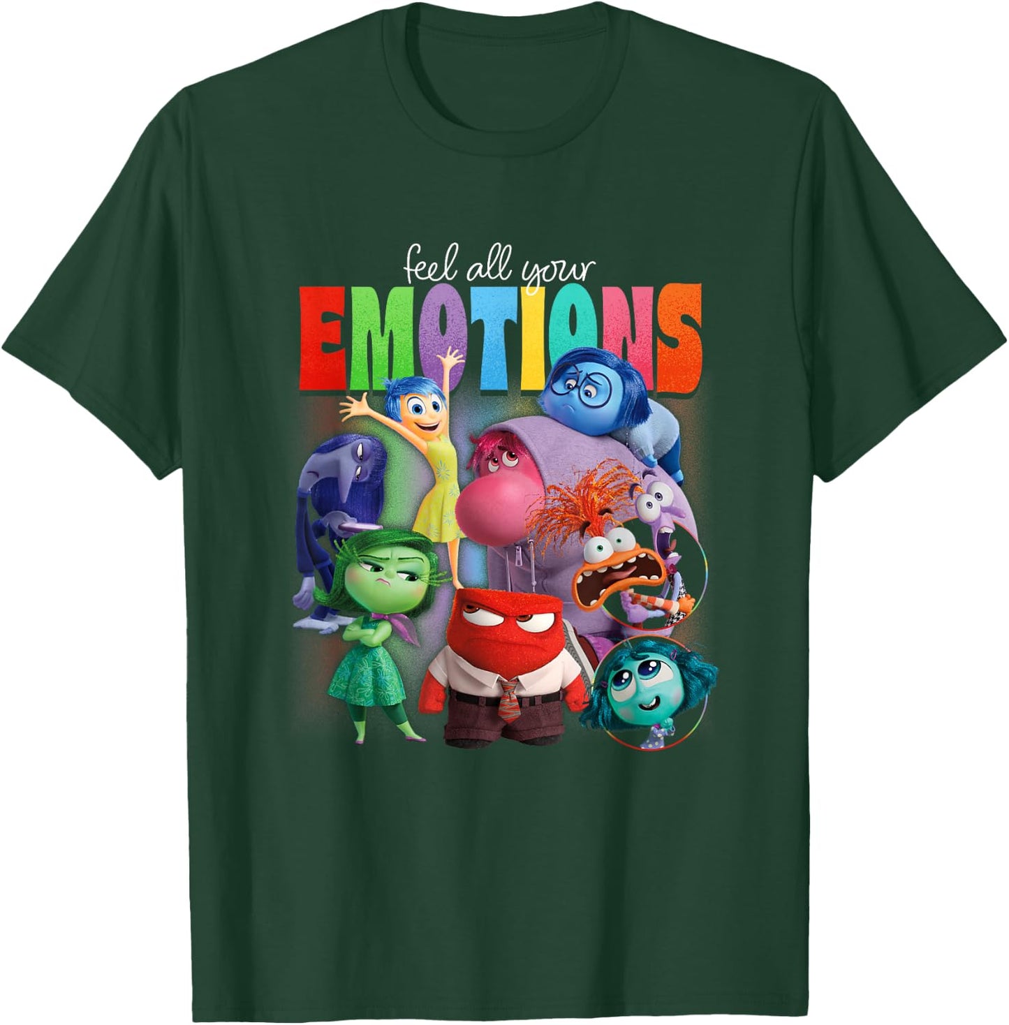 Disney Pixar Inside Out 2 Feel All Your Emotions Vintage , Black, S T-Shirt - T-Shirt | Forest