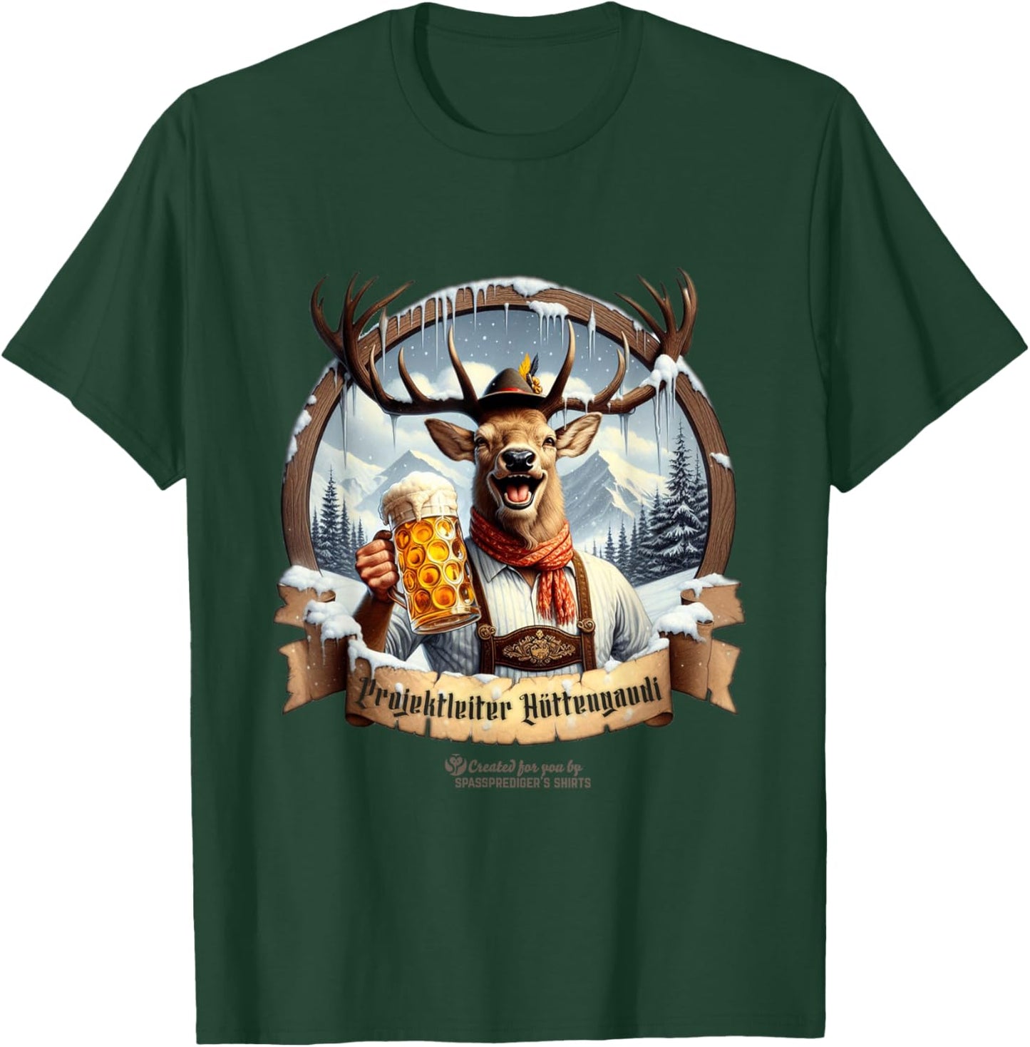 Après Ski Project Manager Hüttengaudi Hirsch & Bier Après Ski , black T-Shirt - T-Shirt | Forest