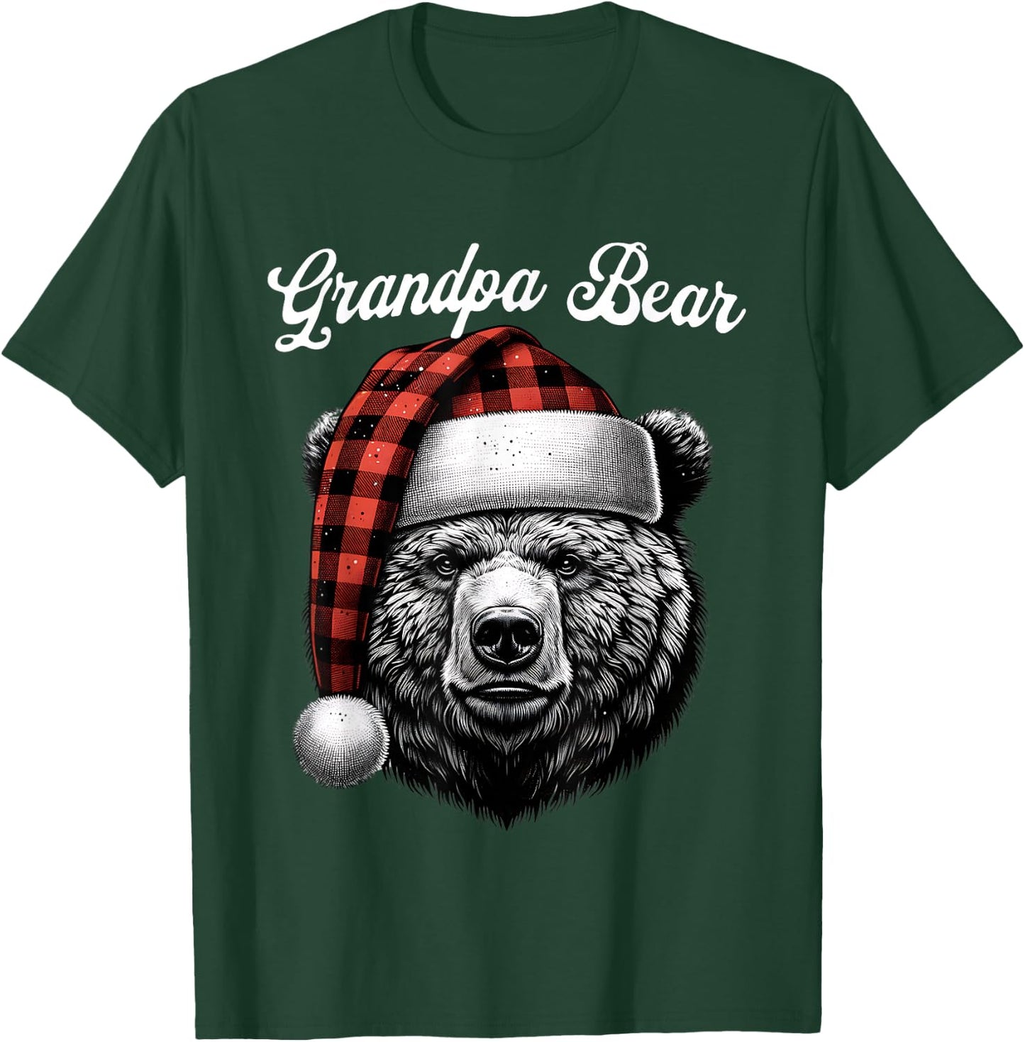 Grandpa Bear Christmas Red Buffalo Family Matching Christmas T-Shirt - T-Shirt | Forest