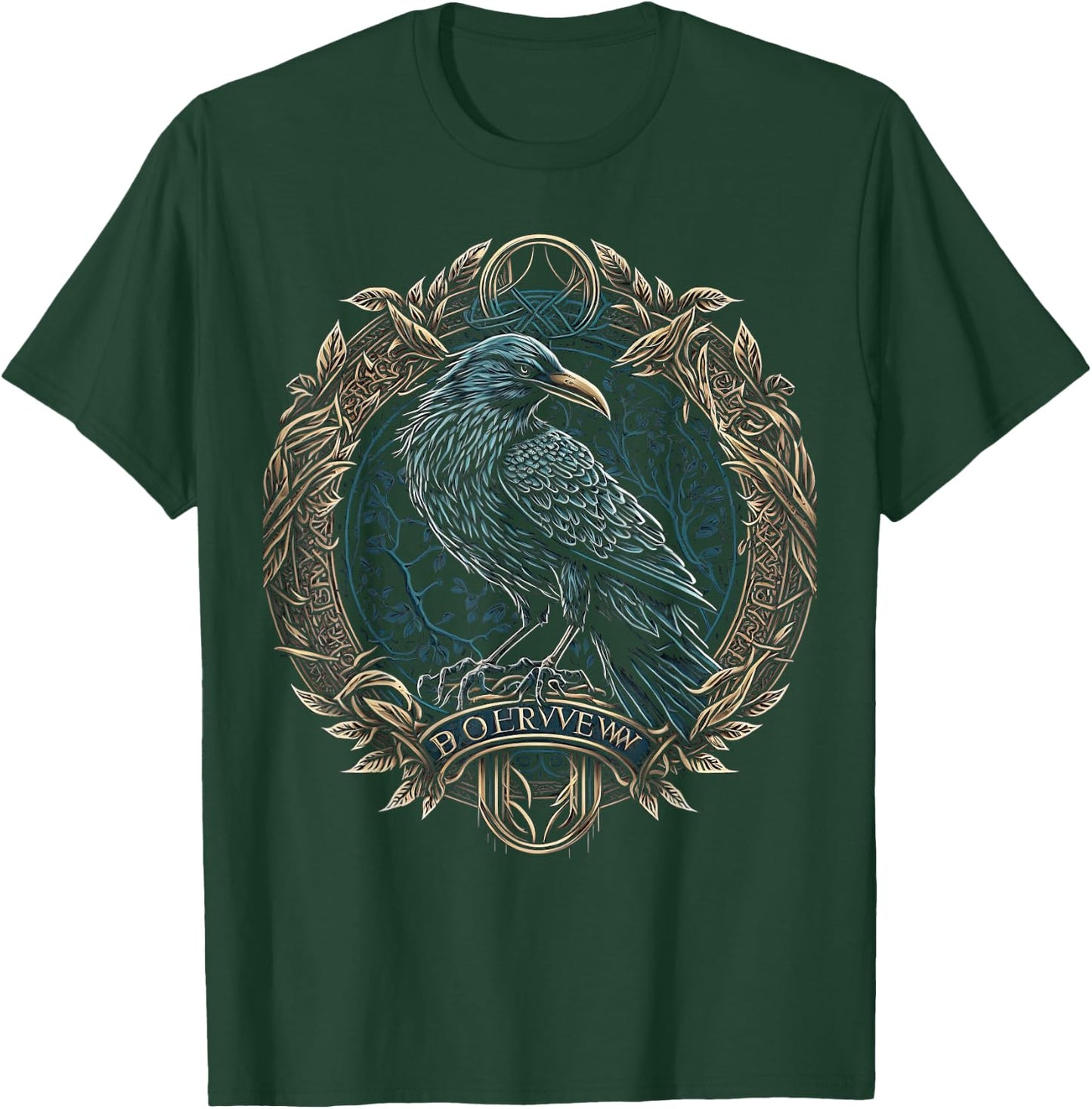 Odin's Raven Viking Norse Runes Nordmann Mythology T-Shirt - T-Shirt | Forest