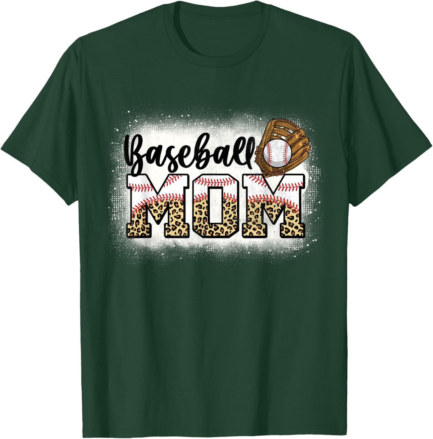 Bleached Baseball Mom Leopard Mother's Day T-Shirt - T-Shirt | Forest