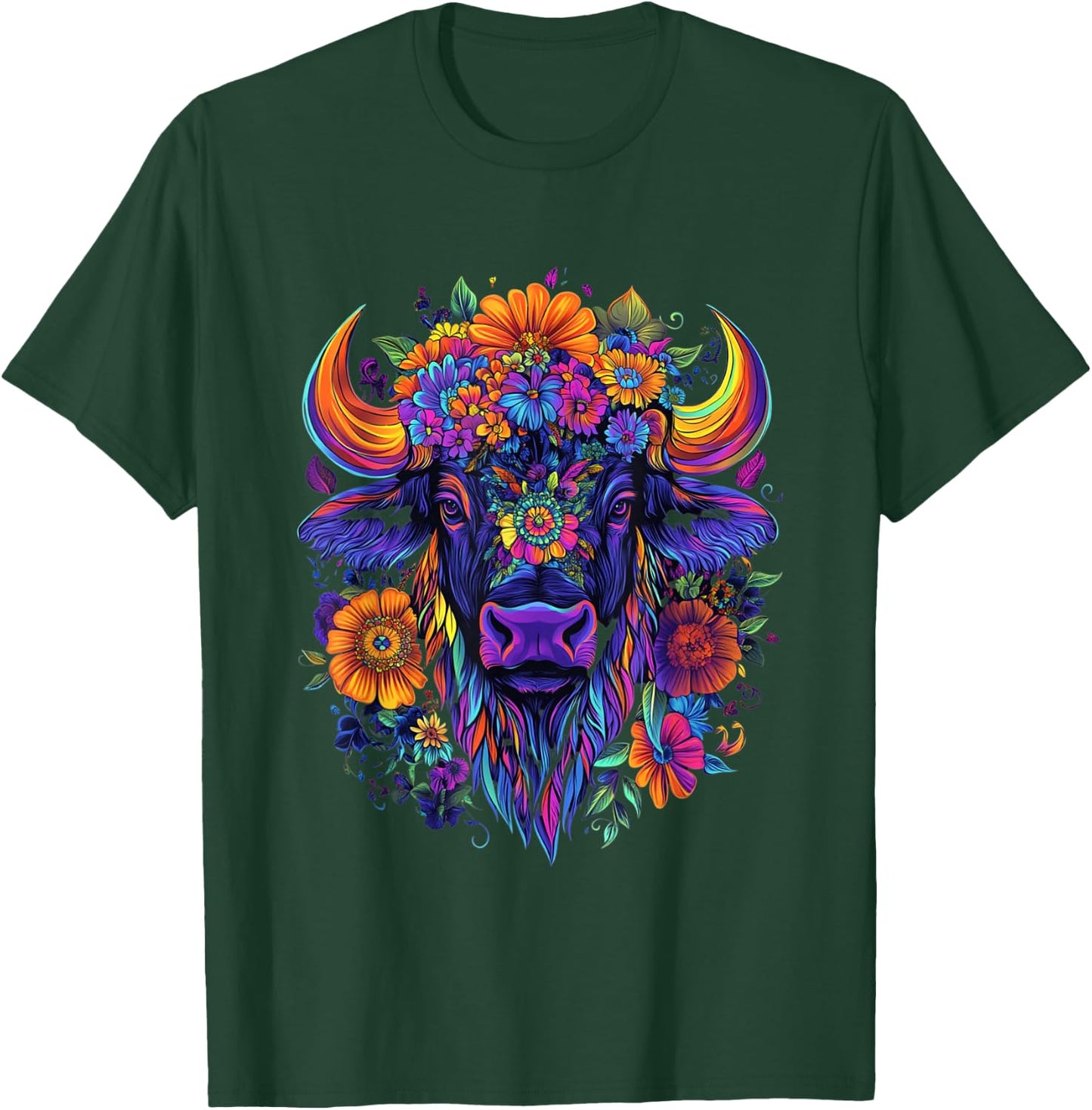 Aesthetic American Buffalo Graphic Cute Buffalo Women Girls T-Shirt - T-Shirt | Forest