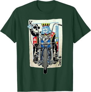 Biker King Of Clubs Playing Card Rider Motorcycle T-Shirt - T-Shirt | Forest