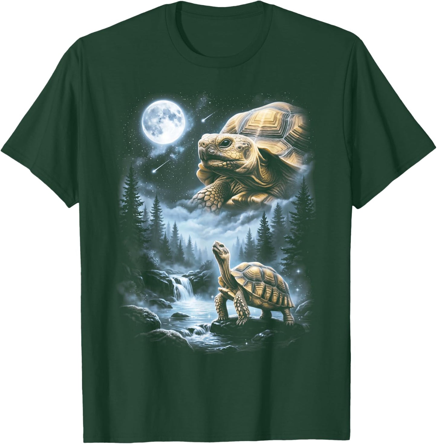 Sulcata Tortoise Howling at Moon 90's Retro T-Shirt - T-Shirt | Forest