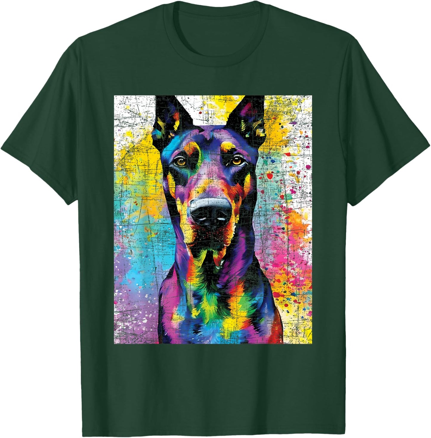 Colorful Doberman Art - Dog Owner Canine Lover Pet Trainer T-Shirt - T-Shirt | Forest