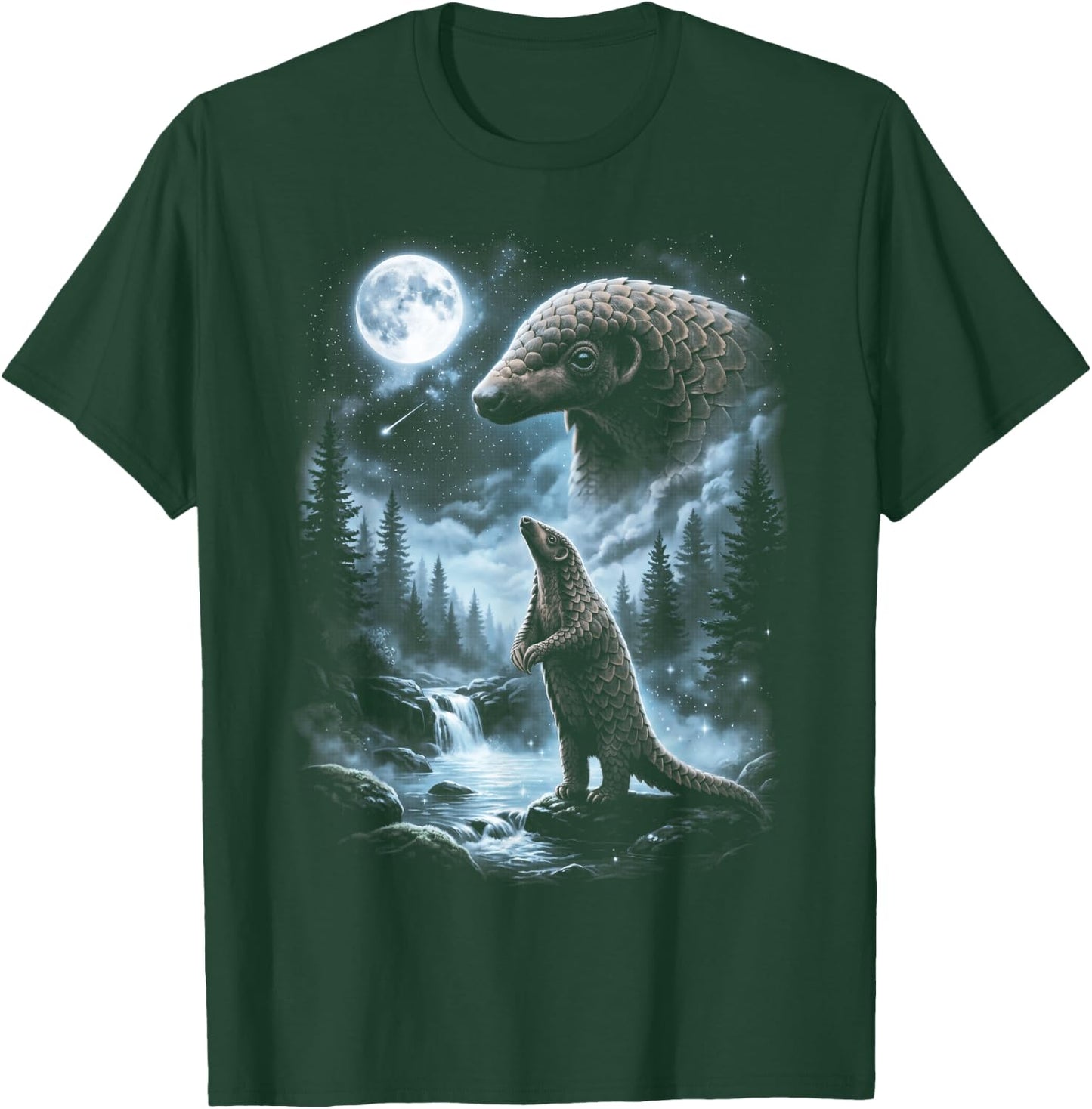 Pangolin Howling at Moon 90's Retro T-Shirt - T-Shirt | Forest
