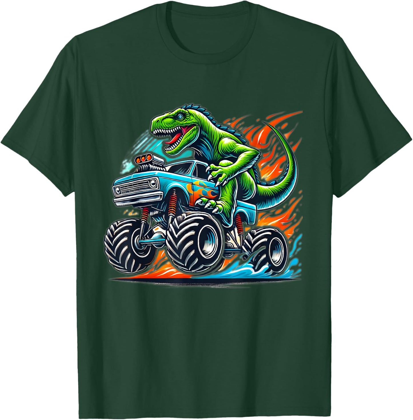 Monster Truck Dinosaur Birthday Party Monster Truck Boy T-Shirt - T-Shirt | Forest