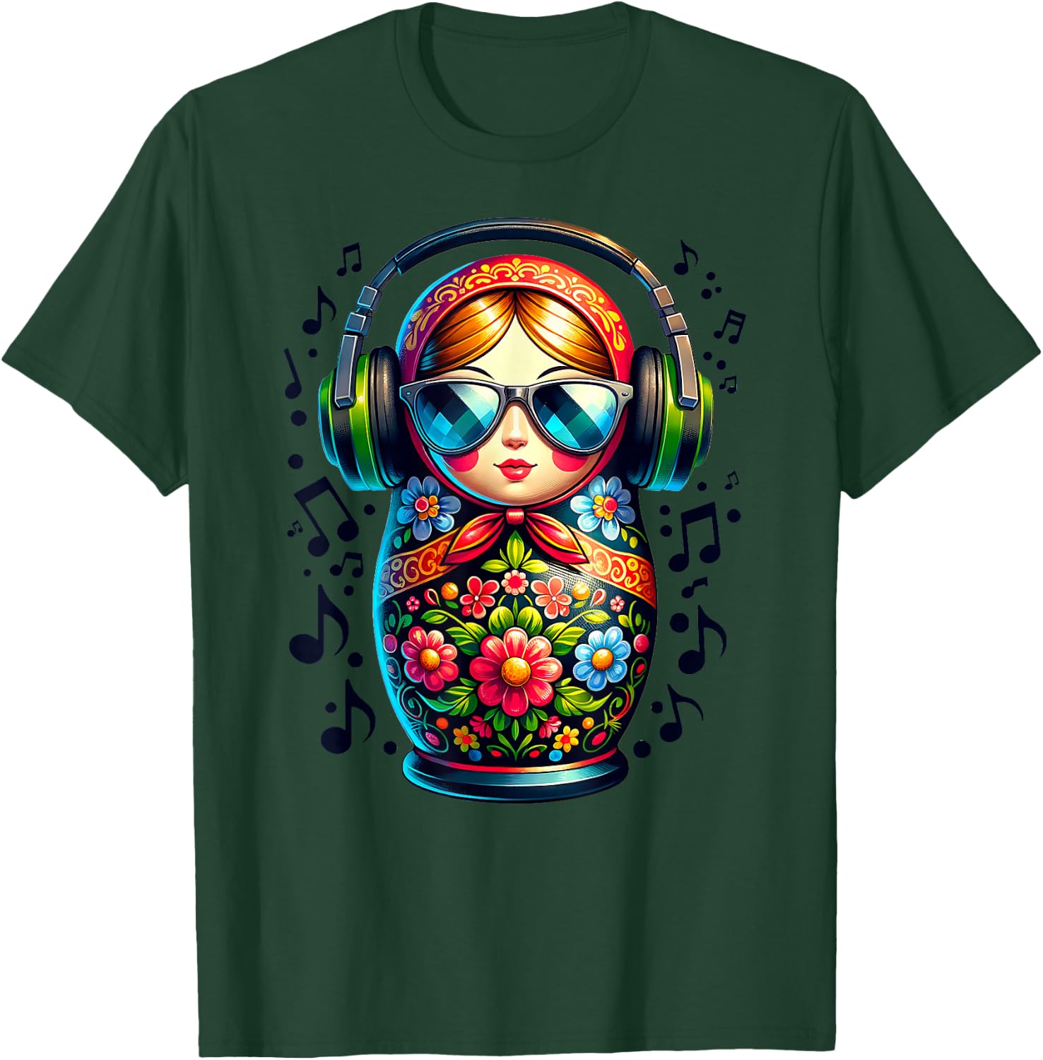 Russian Matryoshka Music Russia Russian Matryoshka , blue T-Shirt - T-Shirt | Forest
