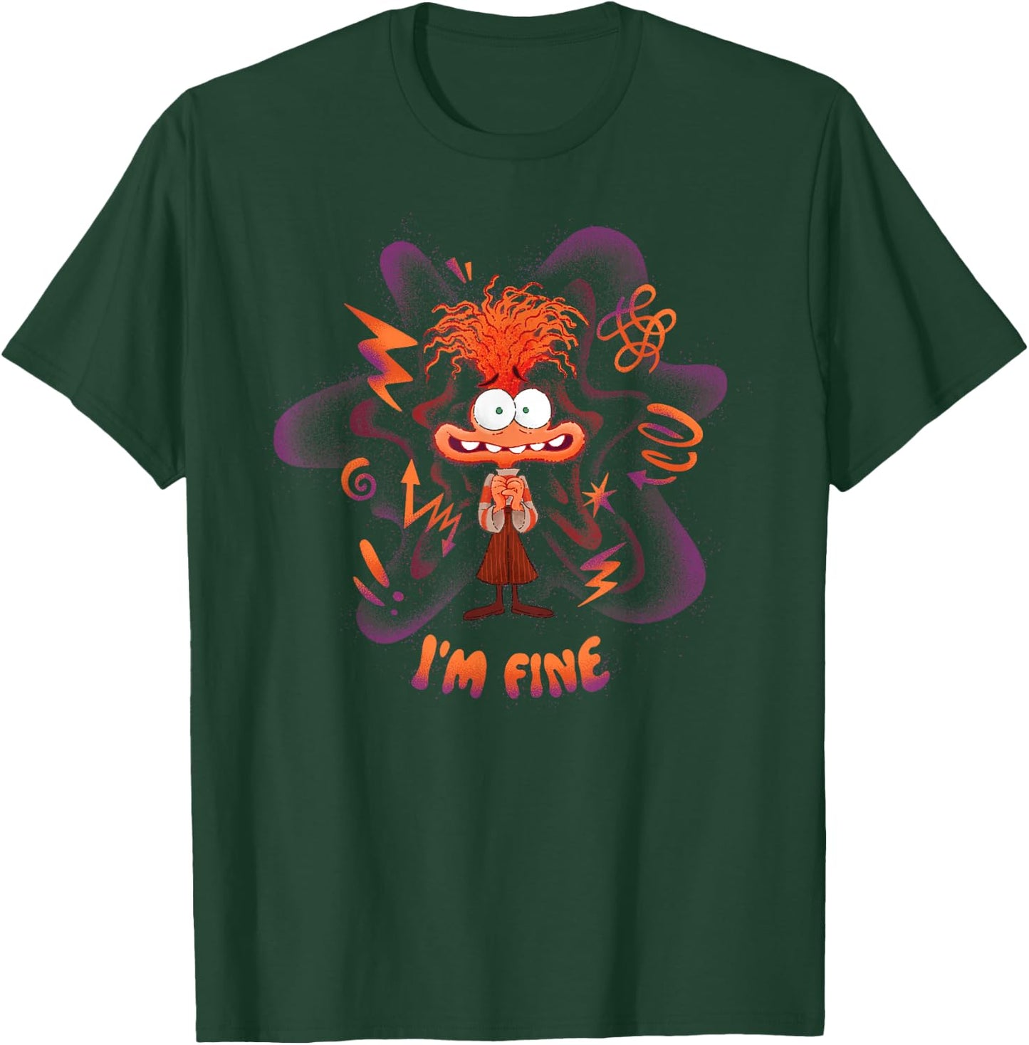 Disney Pixar Inside Out 2 I'm Fine Emotional Anxiety Poster , Black, S T-Shirt - T-Shirt | Forest