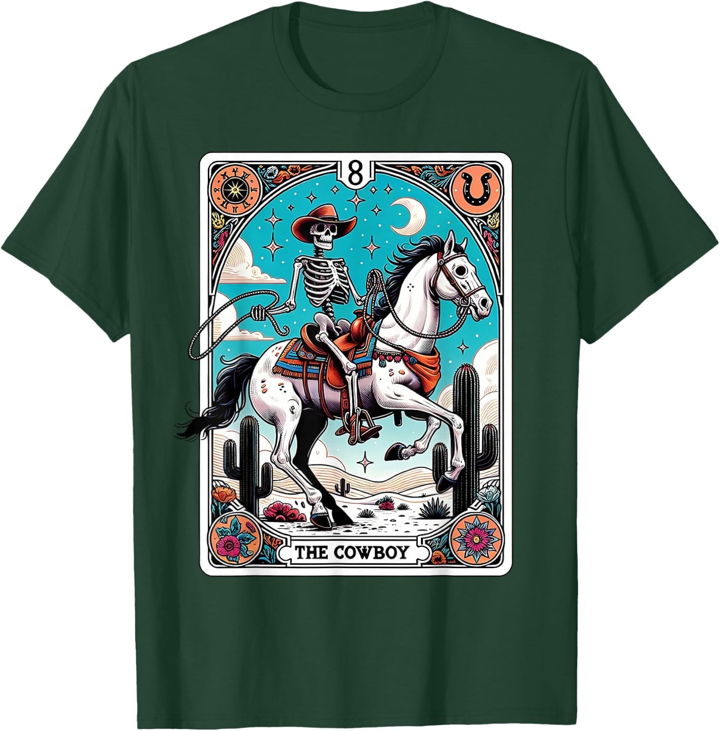 The Cowboy Skeleton Tarot Card Western Howdy T-Shirt - T-Shirt | Forest
