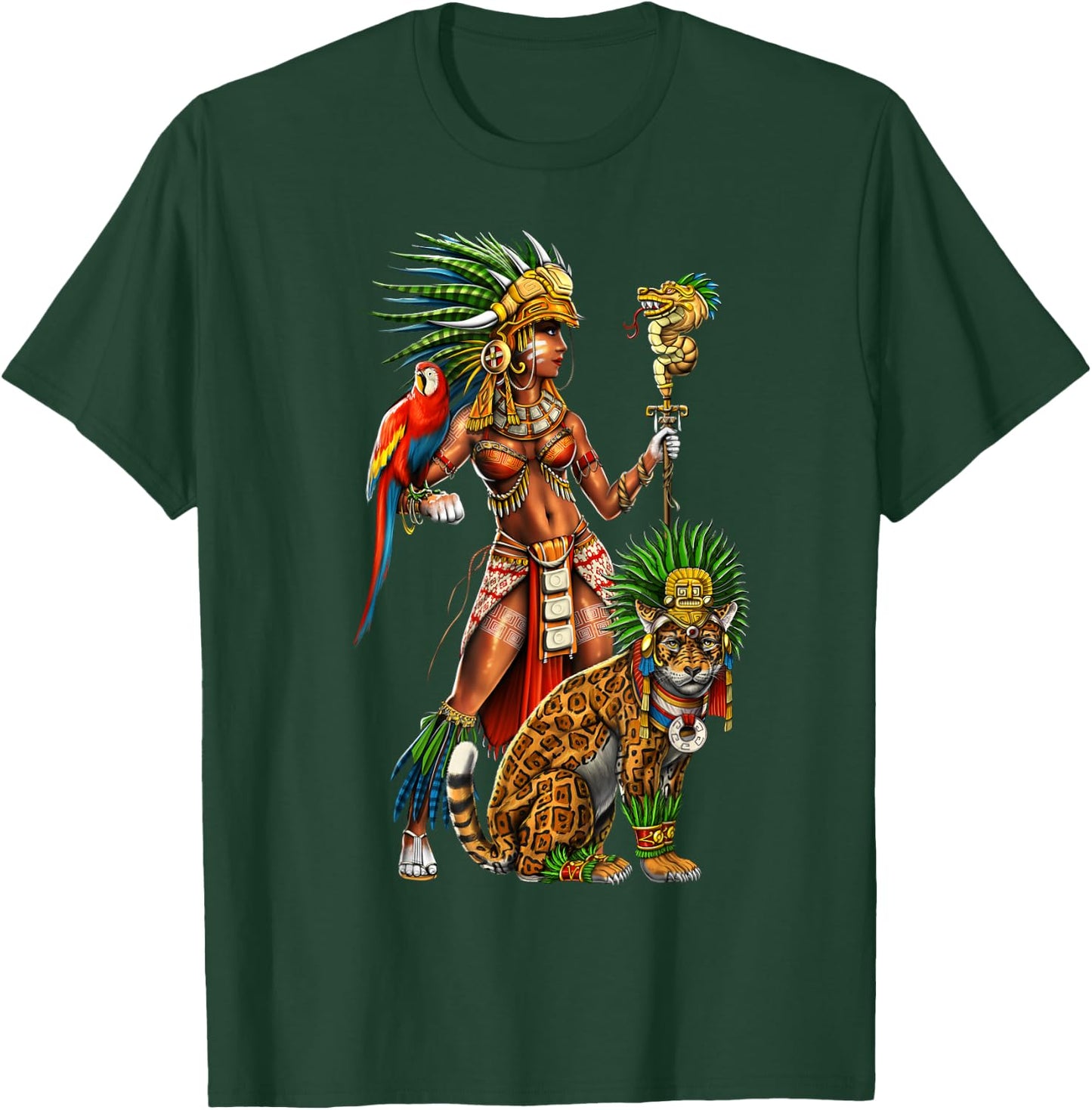 Aztec Jaguar Warrior Ancient Maya Civilization Goddess T-Shirt - T-Shirt | Forest