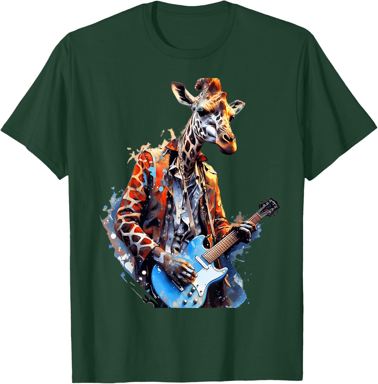 Rock Guitar Giraffe Guitarist T-Shirt - T-Shirt | Forest