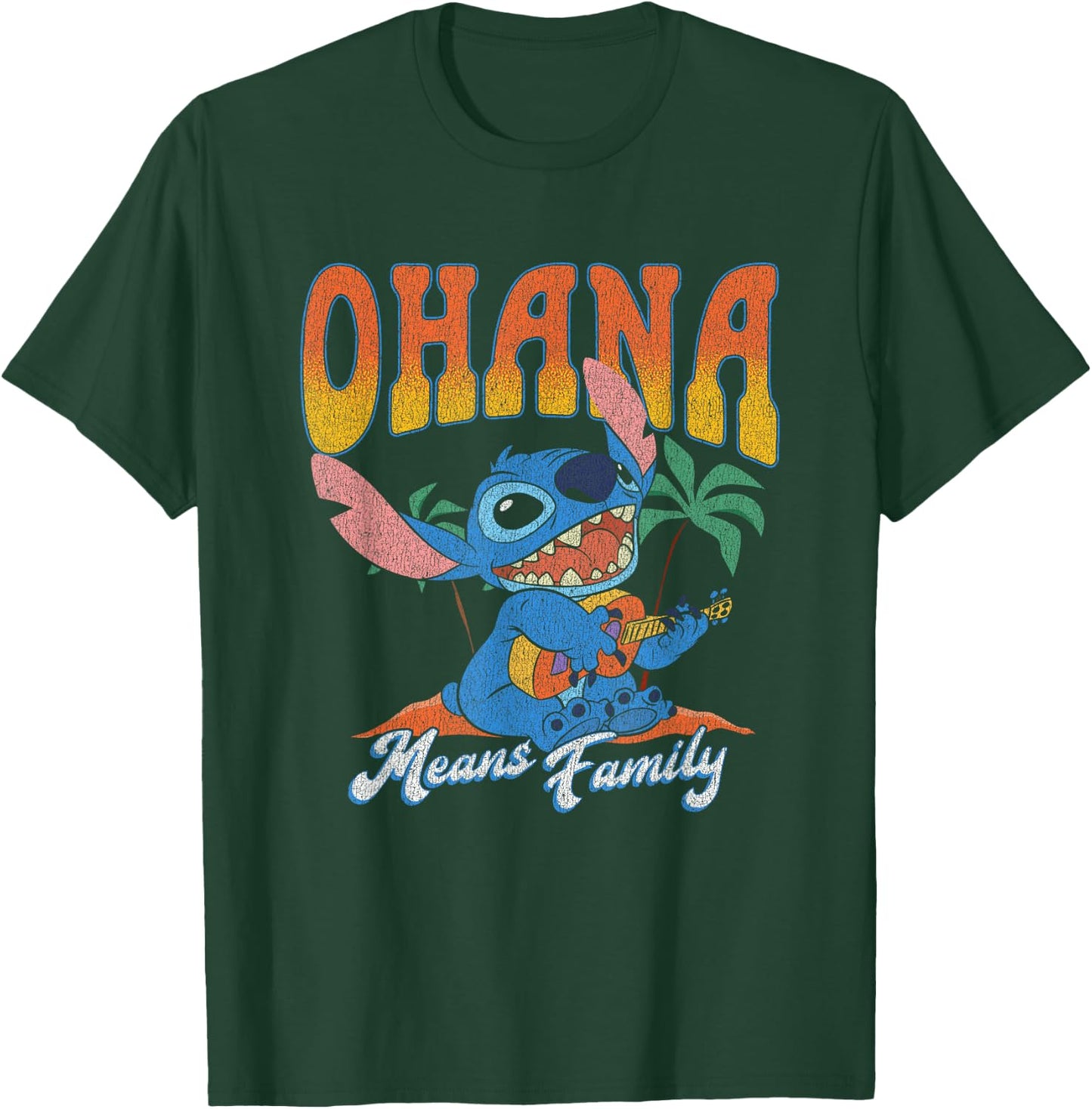 Disney Lilo & Stitch Ohana Means Family Vintage Tropical T-Shirt - T-Shirt | Forest