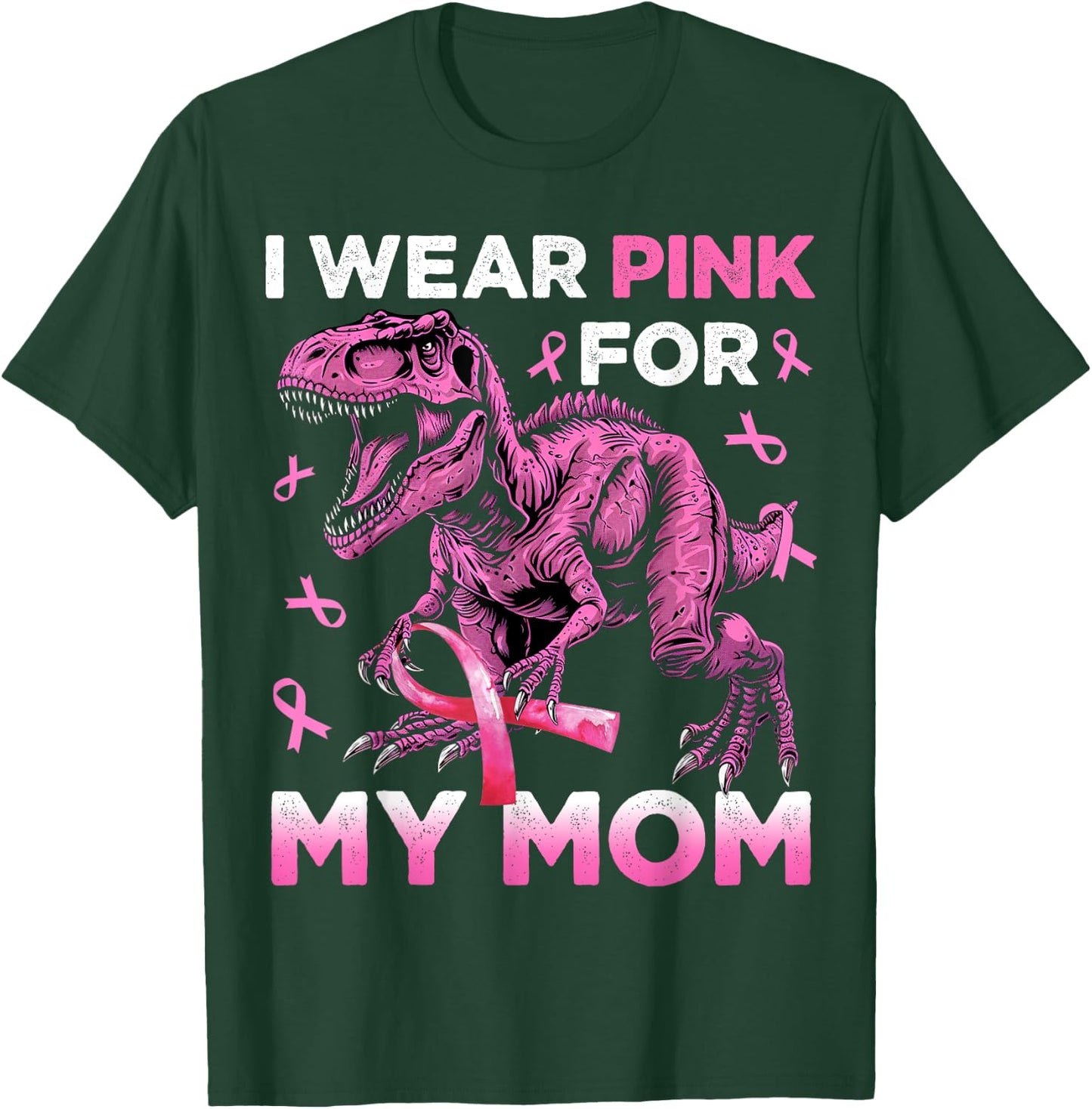 I Wear Pink For My Mom Trex Breast Cancer Awareness Kids Son T-Shirt - T-Shirt | Forest
