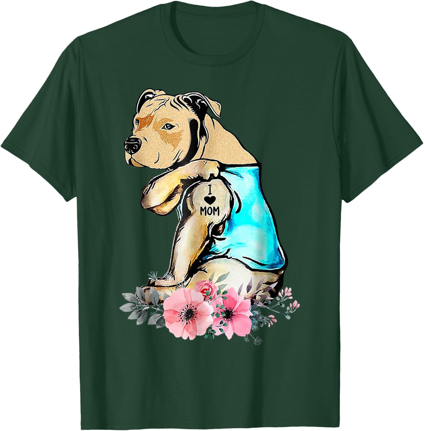 Pit Bull - I Love Mom Tattoo Mother's day T-Shirt - T-Shirt | Forest