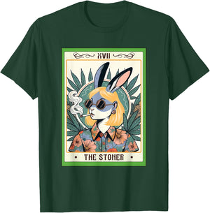 Funny Bunny Cannabis Weed Lover 420 The Stoner Tarot Card T-Shirt - T-Shirt | Forest