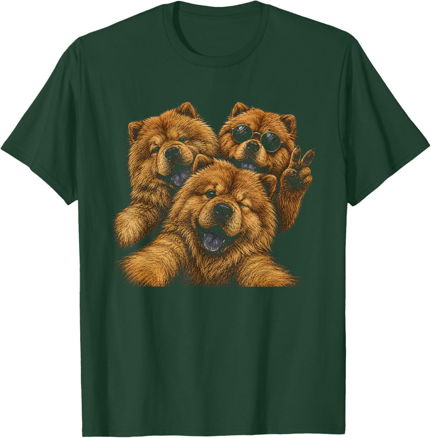 Funny Chow Chow Selfie Artwork Design T-Shirt - T-Shirt | Forest