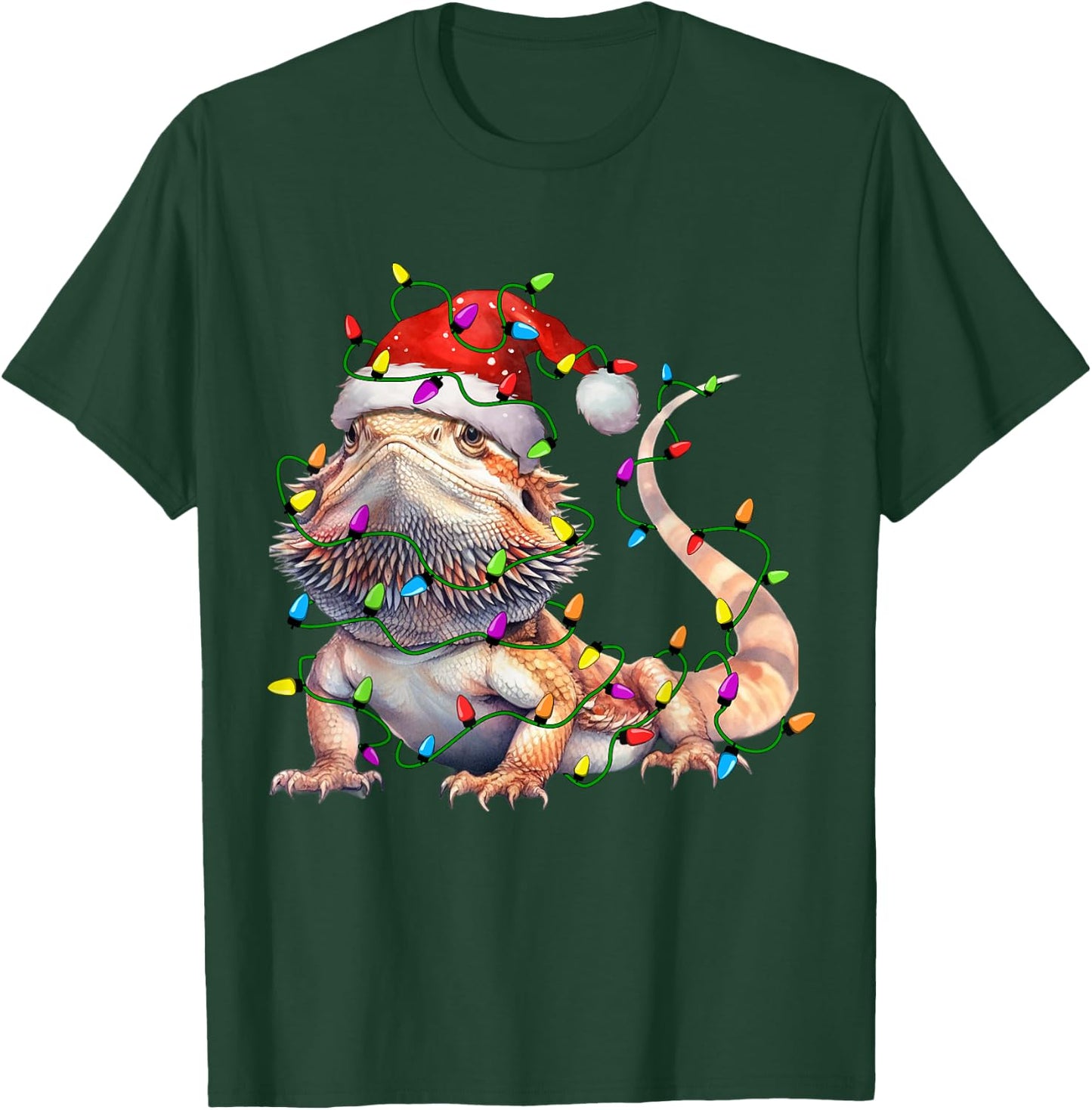 Bearded Dragons Santa Christmas Tree Lighting Xmas Funny T-Shirt - T-Shirt | Forest
