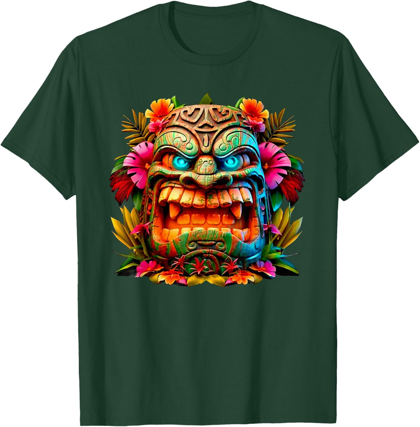 Colourful Tiki Head Design T-Shirt - T-Shirt | Forest