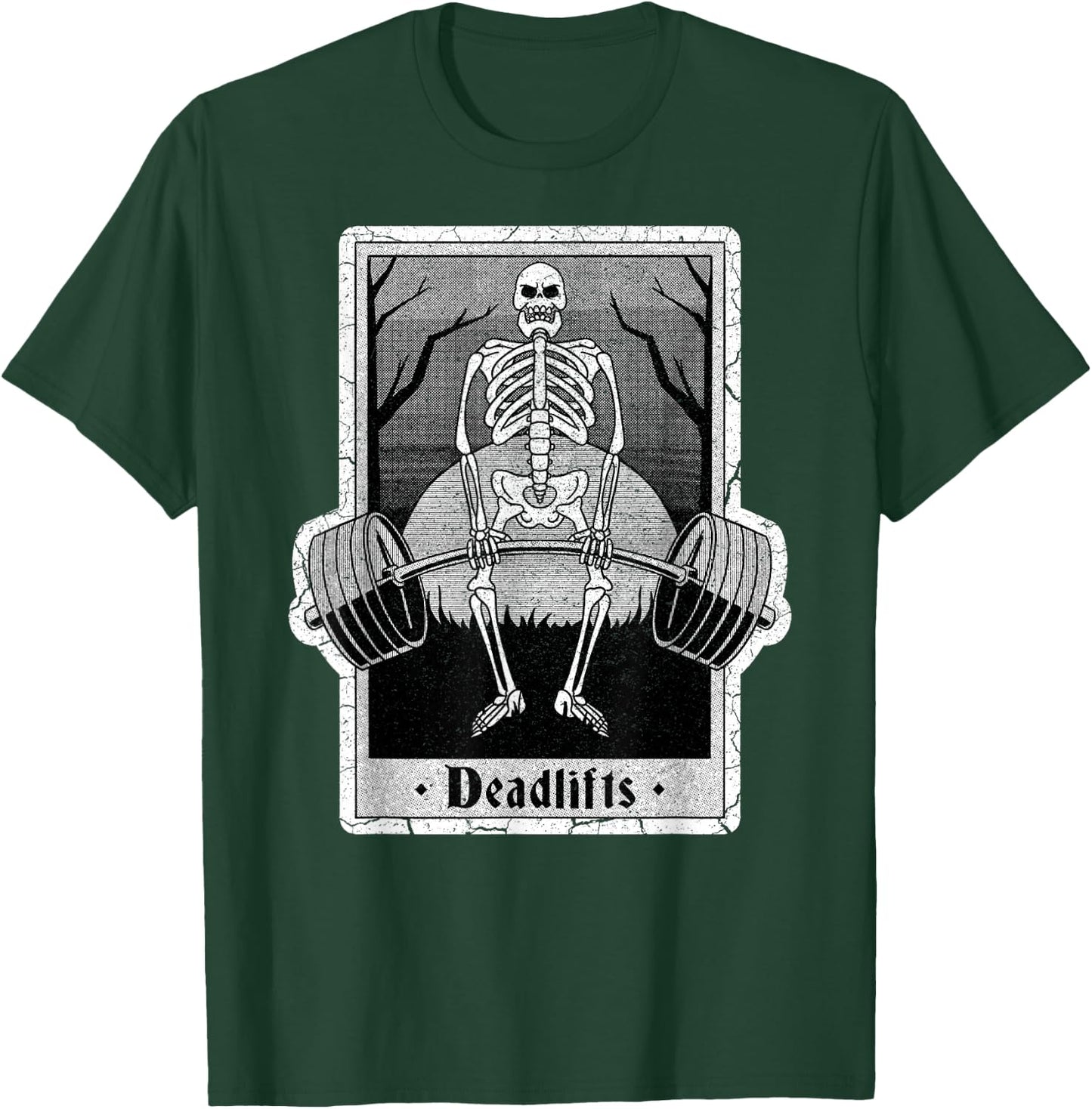 Deadlifts Skeleton Tarot Card – Funny Weightlifting T-Shirt - T-Shirt | Forest