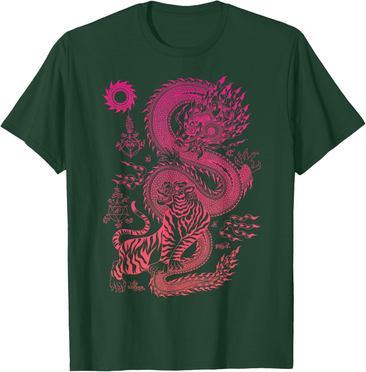 Thai Tiger Dragon Traditional Thailand Art MMA Muay Thai T-Shirt - T-Shirt | Forest