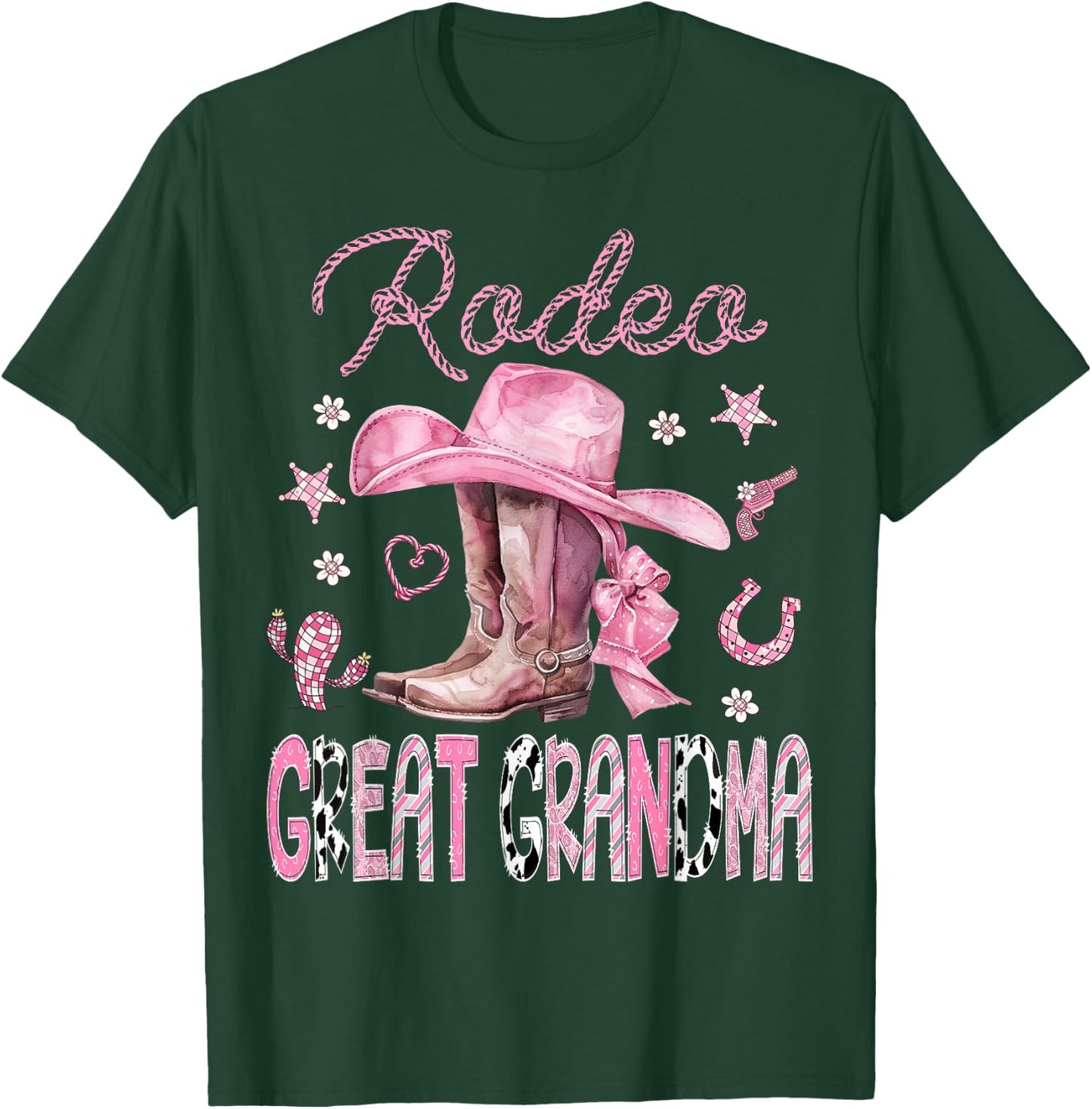 Rodeo Great Grandma Pink Boots Coquette CowGirl 1St Birthday T-Shirt - T-Shirt | Forest