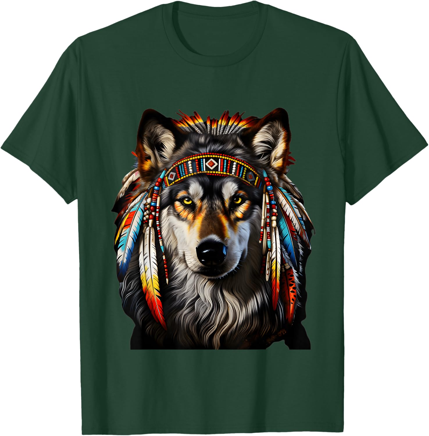 Native American Wolf - Indian Wolf T-Shirt - T-Shirt | Forest