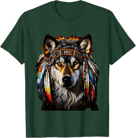 Native American Wolf - Indian Wolf T-Shirt - T-Shirt | Forest