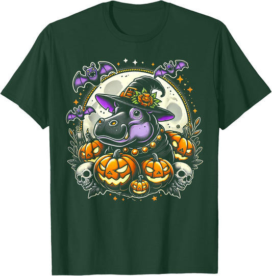 Hippo Witch Halloween Design T-Shirt - T-Shirt | Forest