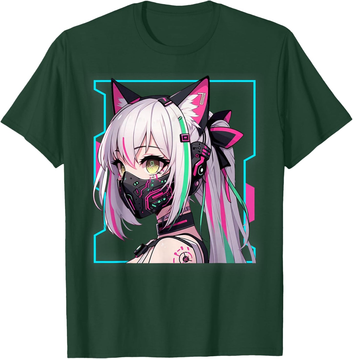 Kawaii Japanese Manga Anime Aesthetic Cyberpunk Techwear , Black, S T-Shirt - T-Shirt | Forest