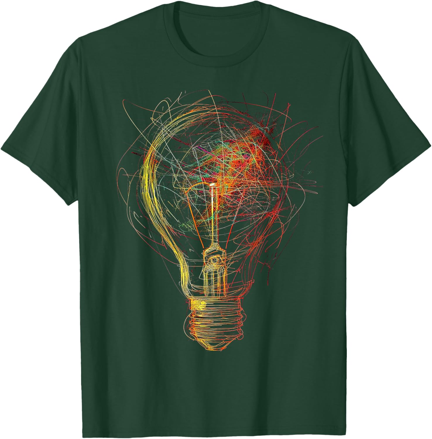 Glühbirne Abstrakte Zeichnung Bunte Kunst Grafik T-Shirt - T-Shirt | Forest